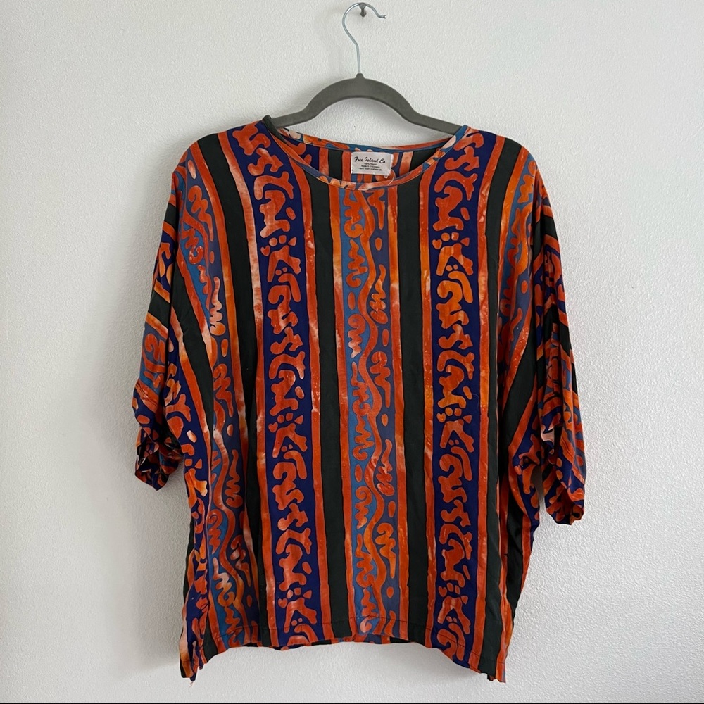 Vintage Free Island Co. Orange Print Blouse